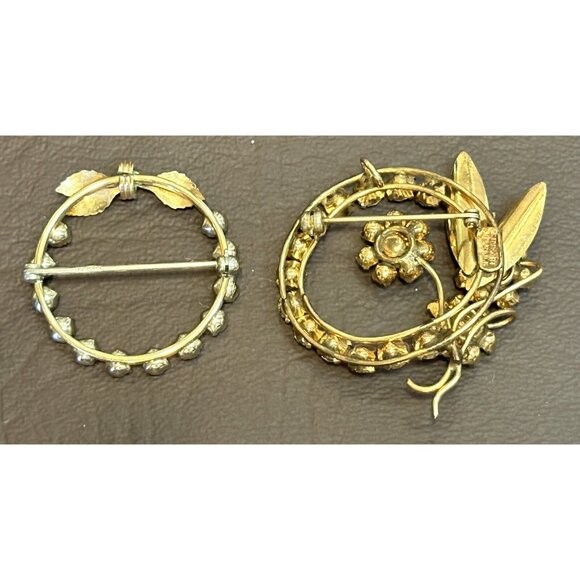 VINTAGE 2 GOLD FILLED BROOCH PIN LOT SIGNED Krementz & Star Art 10g - Picture 5 of 9